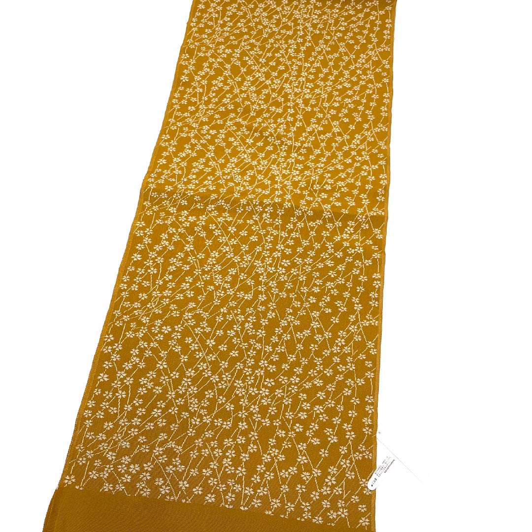 帯揚げ 正絹 Sランク セミフォーマル 金茶色(きんちゃいろ) 小花 長さ約170cm 幅約32.5cm 茶系 1136004202914