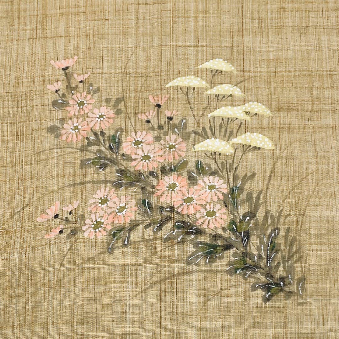 【未仕立】名古屋帯 麻 Sランク 東京白茶色(とうきょうしらちゃいろ) 夏帯 作家物 反物 帯丈481cm ポイント柄 カジュアル ベージュ系 1124008812425