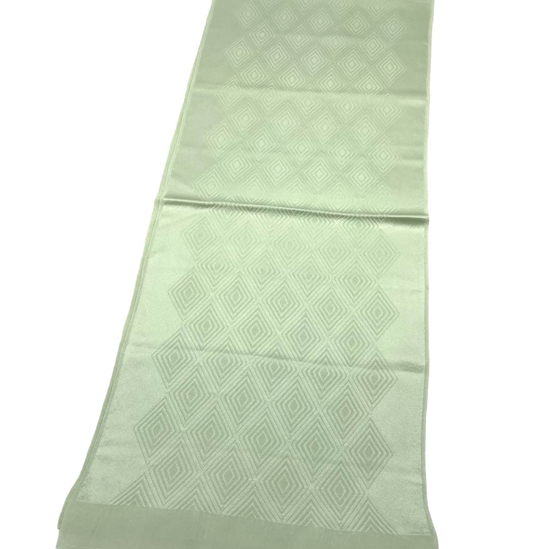 帯揚げ 正絹 Sランク セミフォーマル 白緑色(びゃくりょくいろ) 菱模様 古典柄 長さ約164cm 幅約31cm 緑系 1136003592919