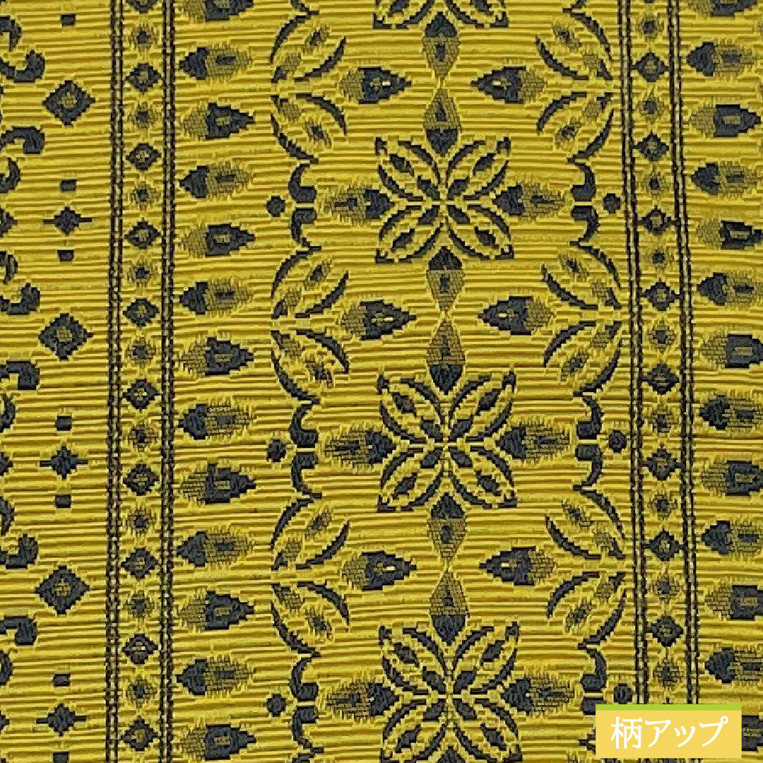 (New) Half-width obi, polyester, NEW rank, sentoku-iro (dark reddish-brown) and zoge-iro (ivory) with abstract floral and stripe patterns, reversible, obi length 400cm, green family, 1125002401419