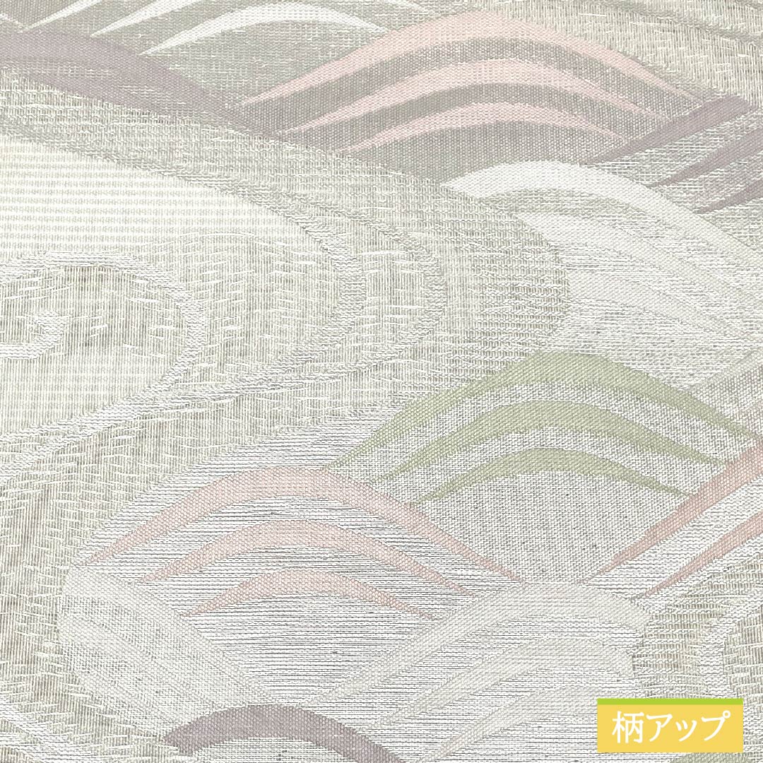 Nagoya Obi, Pure Silk, Kanze Ryusui Design, Summer Obi, Dried Leaf Pattern, Wave Pattern, Length 372cm, Rank B, Six-Ply, Semi-Formal, Silver, 1124008754322, Nagoya Style