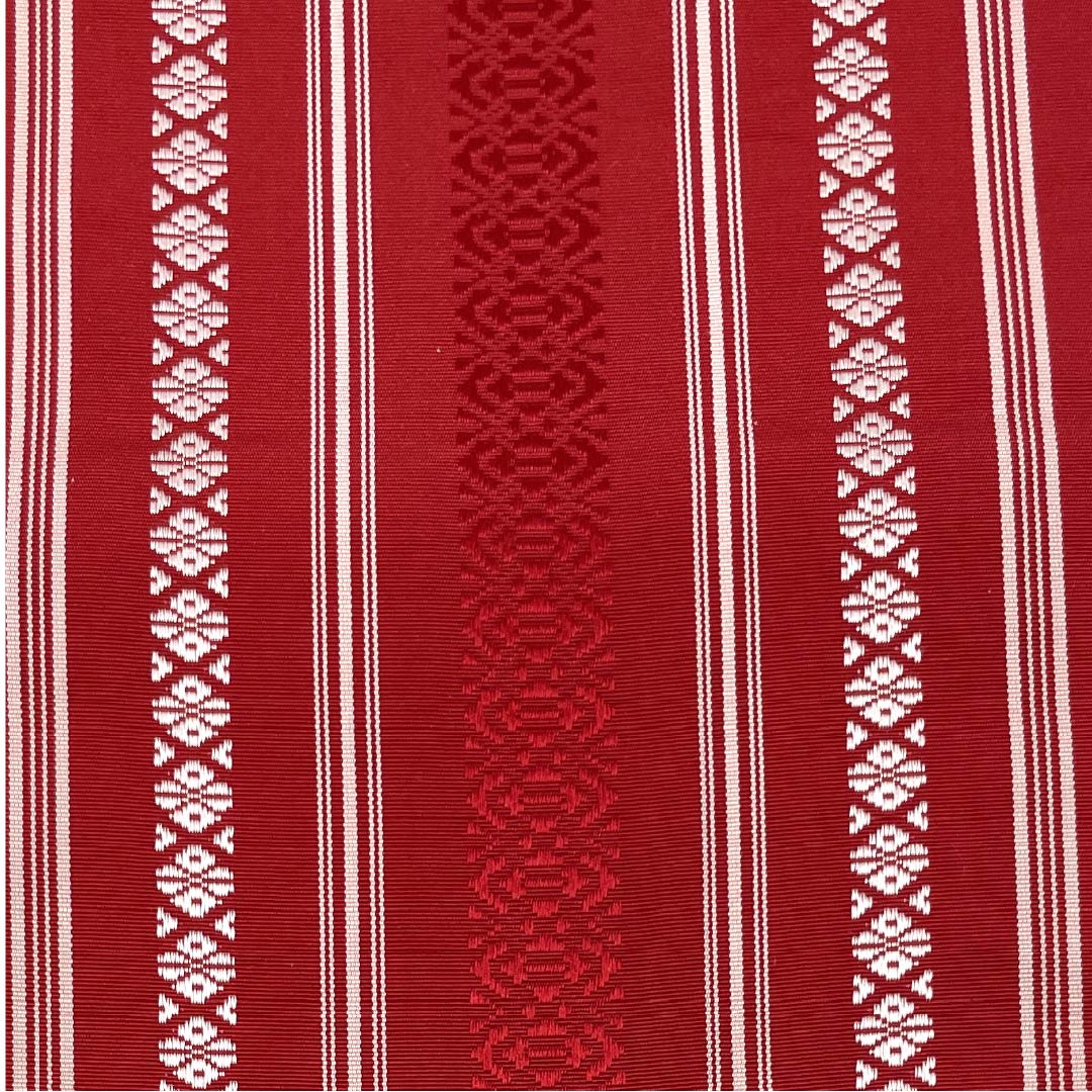 Half-width obi, pure silk, crimson red, Kenjo pattern, Hakata weave, obi length 356cm, red, S rank, 1125001662312
