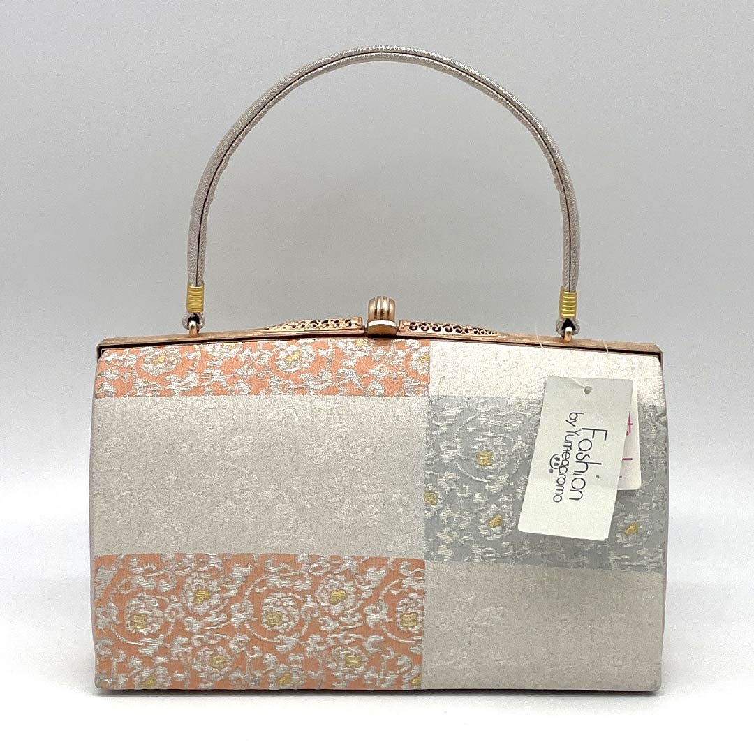 (新古品)草履バッグセット フォーマル Aランク 明綴れ 市松 唐花 Lサイズ 銀系 1133000383422
