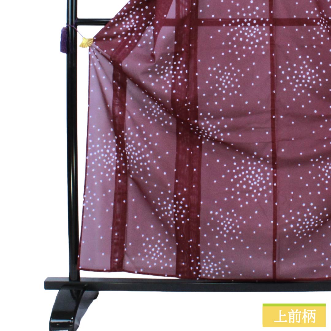 Summer Polyester Komon A Rank Length 162cm Sleeve Length 63.5cm Tsubosumire-iro (violet) Block Pattern Washable Kimono Ro Purple Series 1132003343420