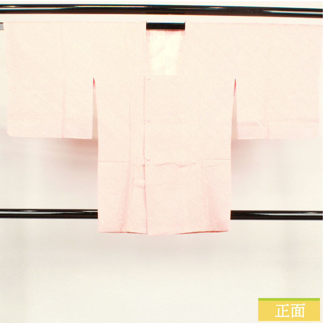 Michiyuki coat, pure silk, length 80.5cm, sleeve length 63cm, light pink plum color, all-dyed, pique dyed, S rank, lined, pink, 1117000732913