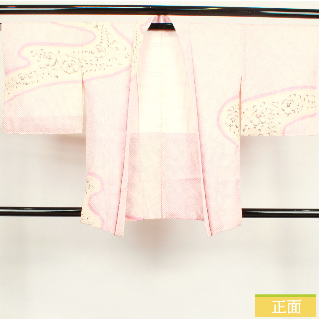 羽織 正絹 身丈80.5cm 裄丈64cm 桃色 総絞り 辻ヶ花 Aランク 袷 ピンク系 1117000703913
