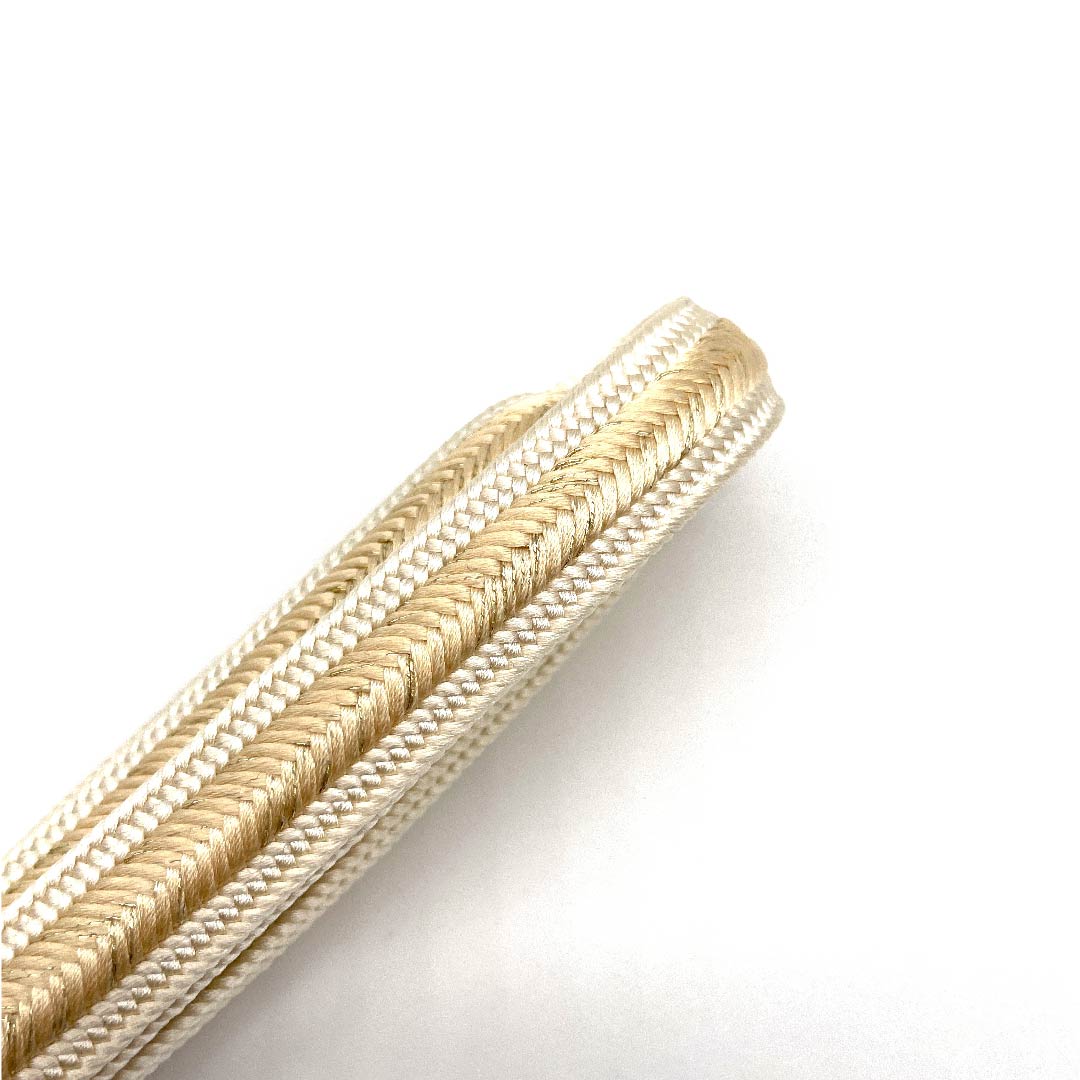 (新古品) 帯締め 正絹 四分紐 砥粉色(とのこいろ) 五嶋紐 江戸組紐 長尺 長さ約175cm 幅約1.5cm セミフォーマル Sランク クリーム系 1135000592915