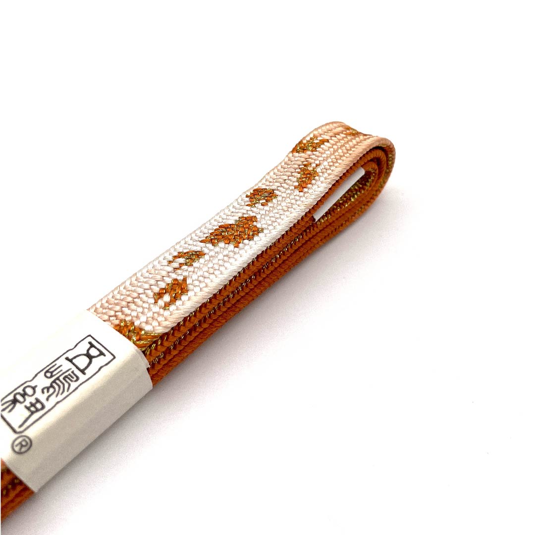 (New old stock) Obi-jime (belt fastener) made of pure silk, quarter-length cord, ochre, Goshima cord, Edo braid cord, metallic thread used, length approx. 159cm, width approx. 1.7cm, semi-formal, rank S, orange, 1135002402326