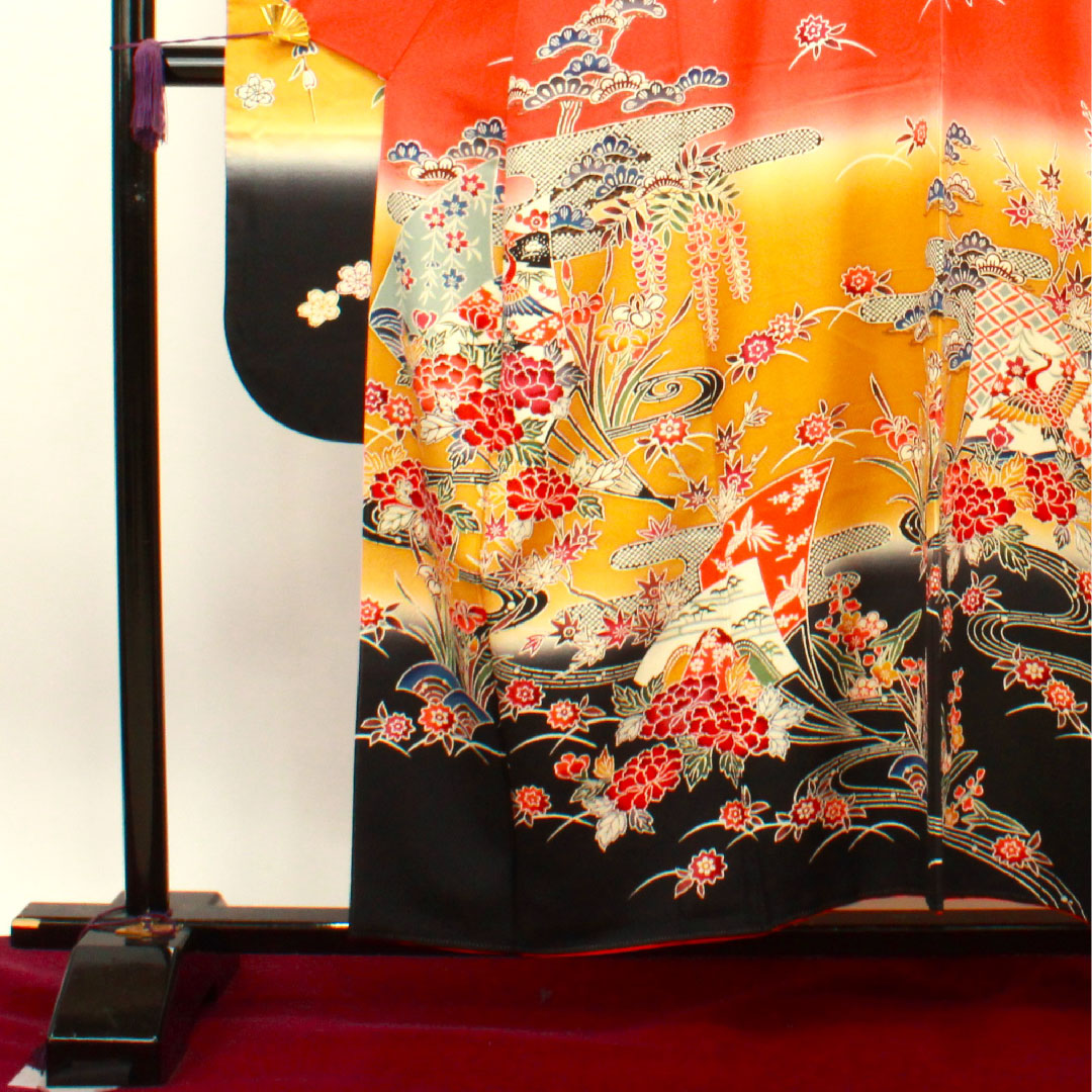 振袖 身丈156.5cm 裄丈64cm 袷 京紅型 吉祥文様 正絹 Sランク グラデーション系 1113001642399