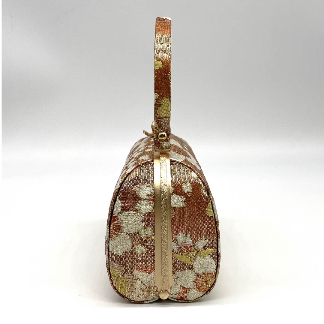 Formal Japanese style bag, Beniukon-iro (red and golden color), for furisode, cherry blossom, floral pattern, orange, S rank, 113900012226