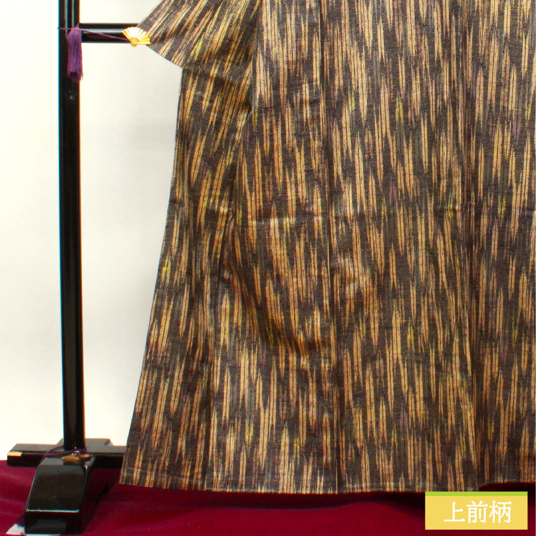紬 正絹 身丈163cm 裄丈66cm 幾何学模様 しつけ糸付き Aランク 袷 グラデーション系 1116002873499