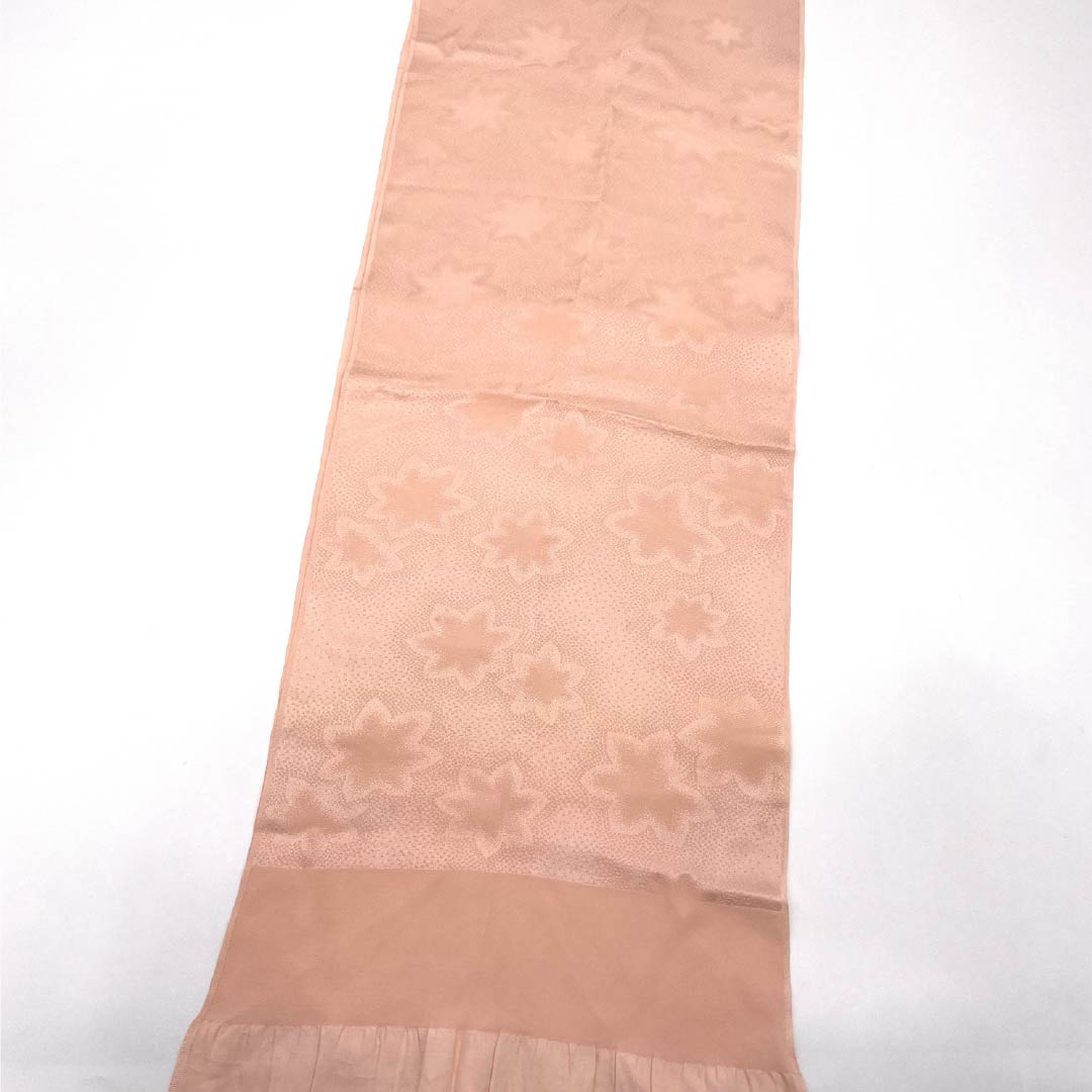 帯揚げ 正絹 Bランク セミフォーマル 東雲色(しののめいろ) 花 長さ約168cm 幅約26.5cm ピンク系 1136002524913