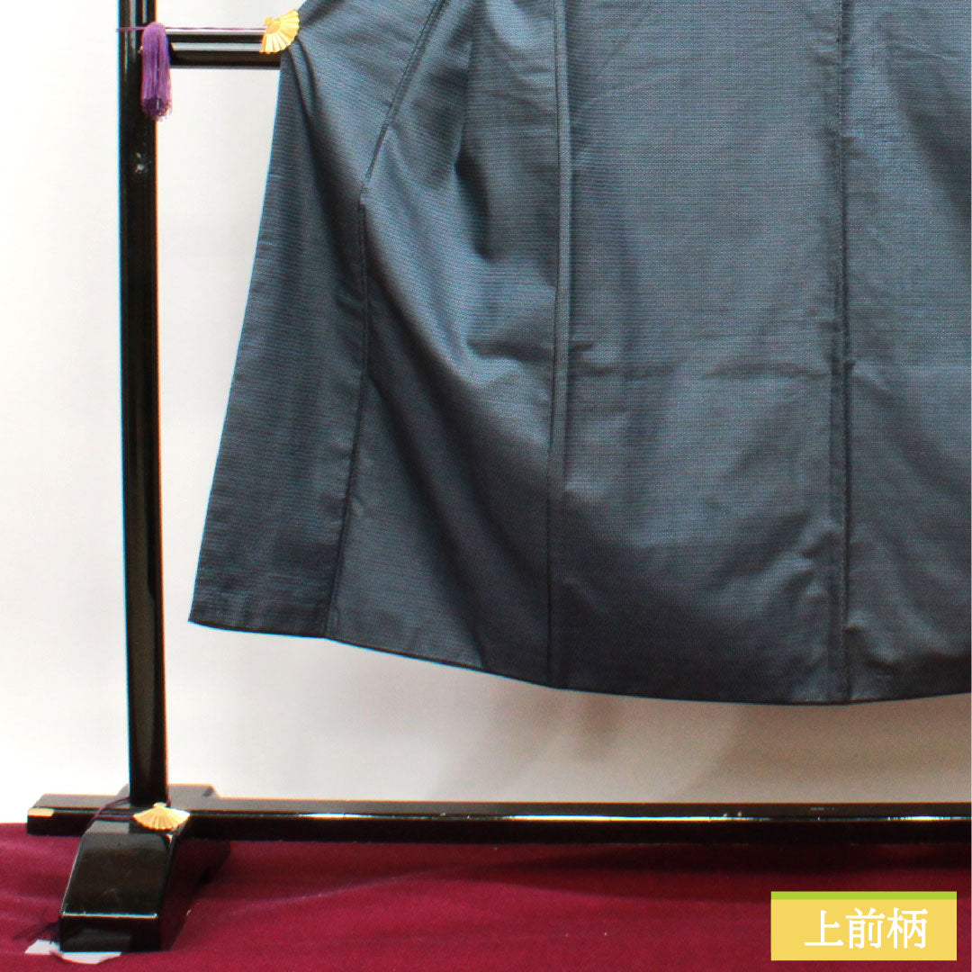 Men's pure silk, length 145cm, sleeve length 69cm, Oshima Tsumugi 100 tortoiseshell pattern, S rank, lined, navy blue, 1119000732418