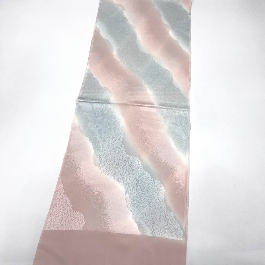 Obiage (kimono sash tie) pure silk S rank semi-formal pale pink (arasomeiro) with Dochonagori pattern, length approx. 180cm, width approx. 30cm, pink系 1136002572913