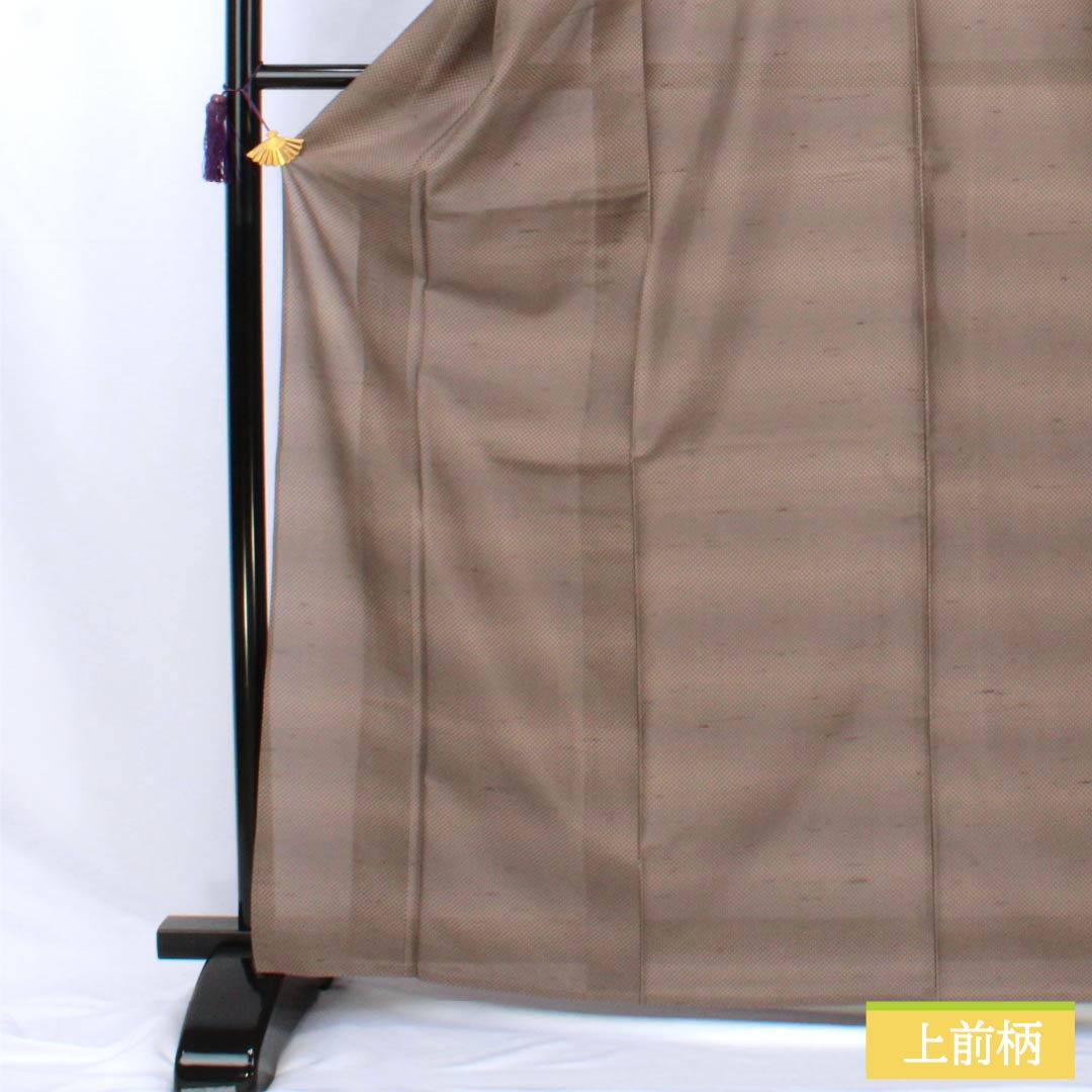 紬 正絹 Sランク 身丈168.5cm 裄丈67cm 栗鼠色(くりねずいろ) 横段 単衣 茶系 1116004742514