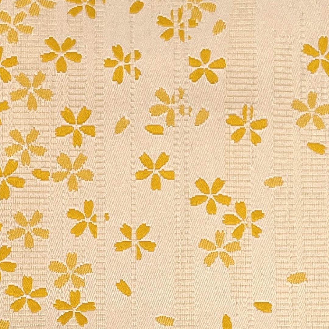 半幅帯 ポリエステル 練色(ねりいろ) 桜 浴衣用 リバーシブル 帯丈354cm クリーム系 Sランク 1125002092315