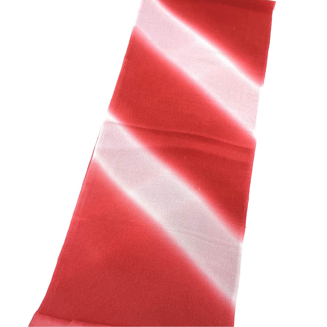 帯揚げ 正絹 Sランク カジュアル 紅赤色(べにあかいろ) 薄梅鼠色(うすうめねずいろ) ちりめん地 長さ約172cm 幅約30cm 赤系 1136003462912
