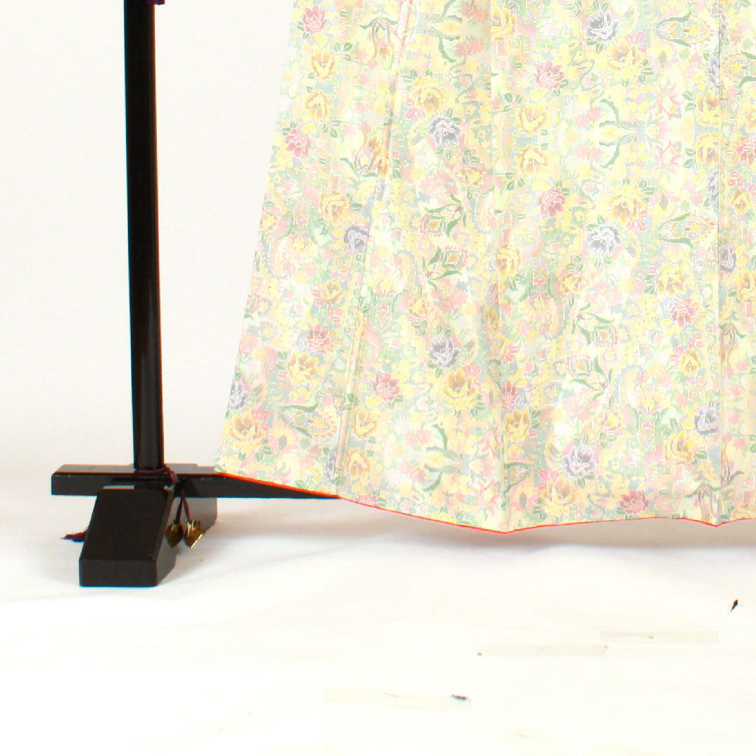 Oshima Tsumugi, Length 162.5cm, Sleeve length 63.5cm, Floral pattern, Pure silk, B rank, Lined, White, 1116001514411