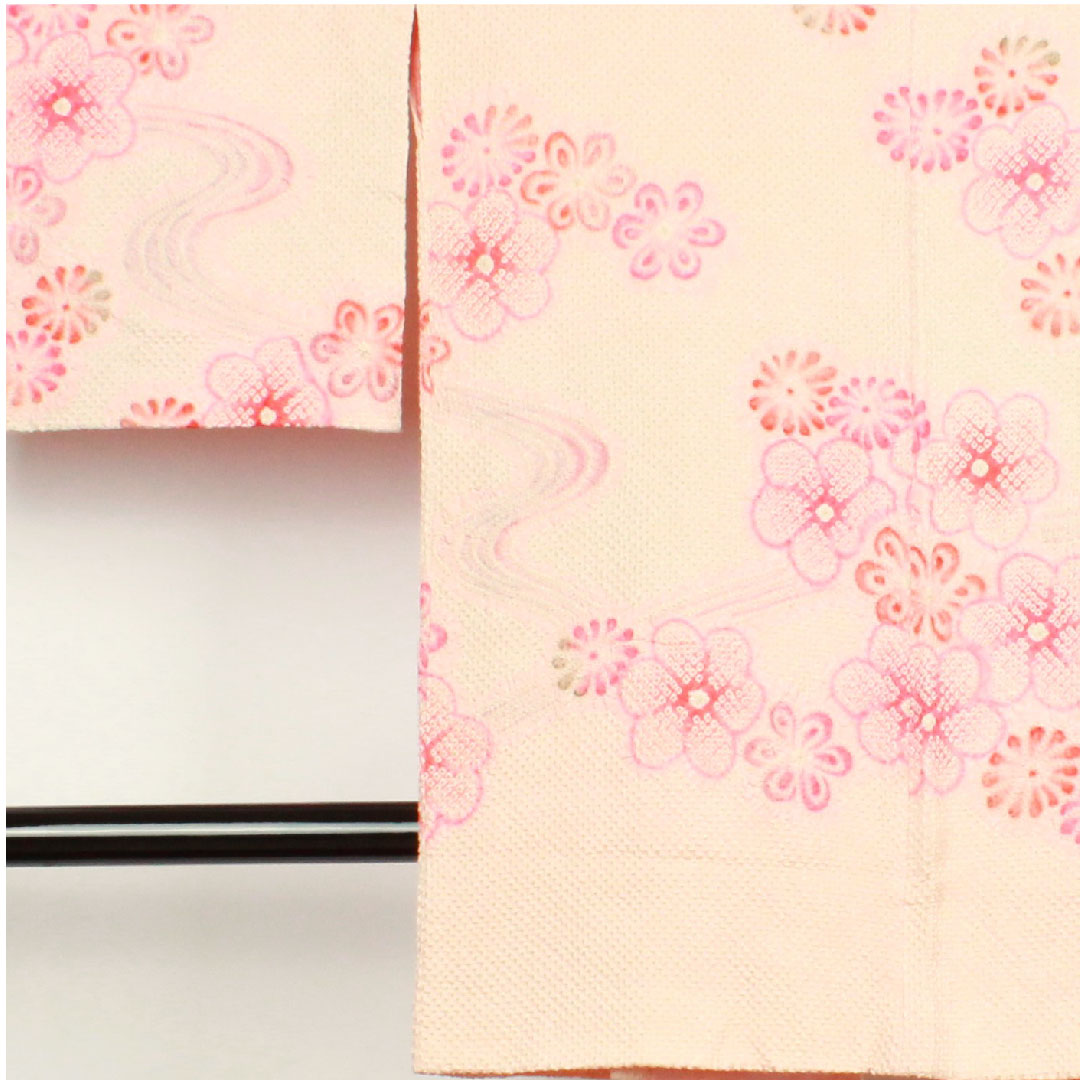 Travel kimono Length 90.5cm Sleeve length 63.5cm Dawn color Flower pattern Pure silk S rank Awase Pink 1117000372913