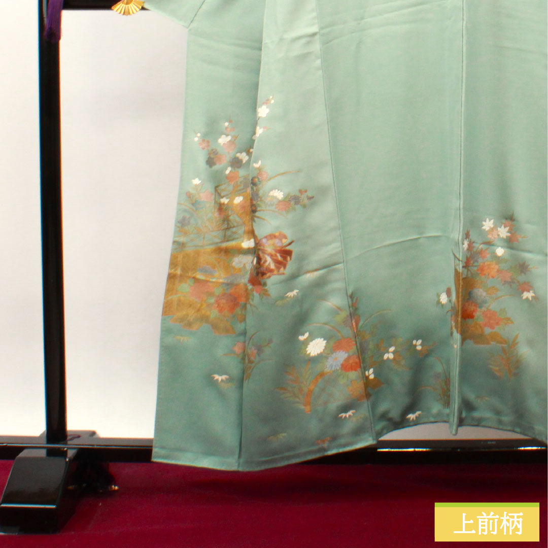 訪問着 正絹 袷 身丈156.5cm 裄丈64cm 薄水色 金彩加工 吉祥文様 Aランク 水色系 1112003523324
