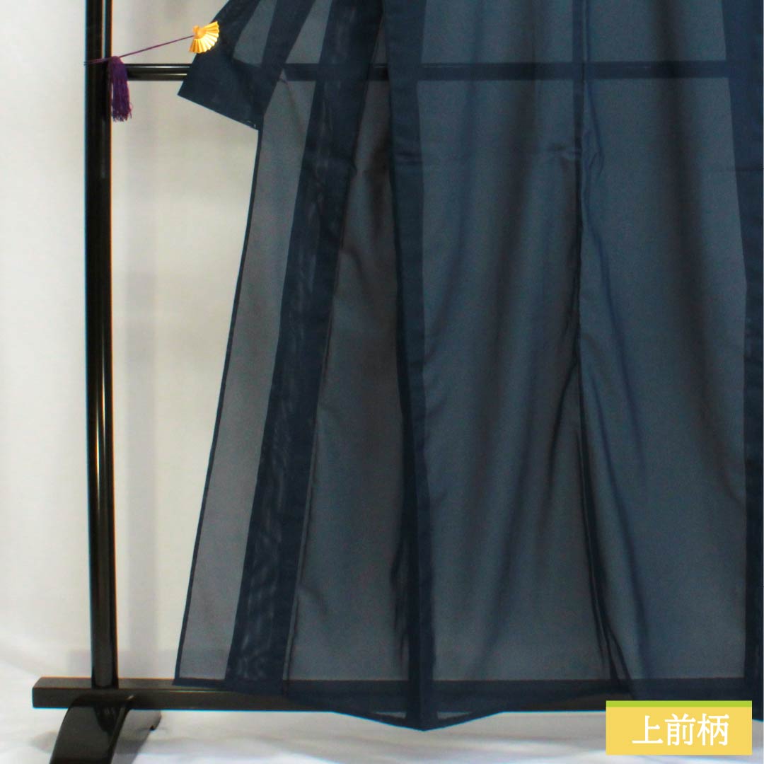 夏物 ポリエステル 色無地 Aランク 身丈159cm 裄丈63cm 印度藍色(いんどあいいろ) 洗える着物 絽 紺系 1132003023318