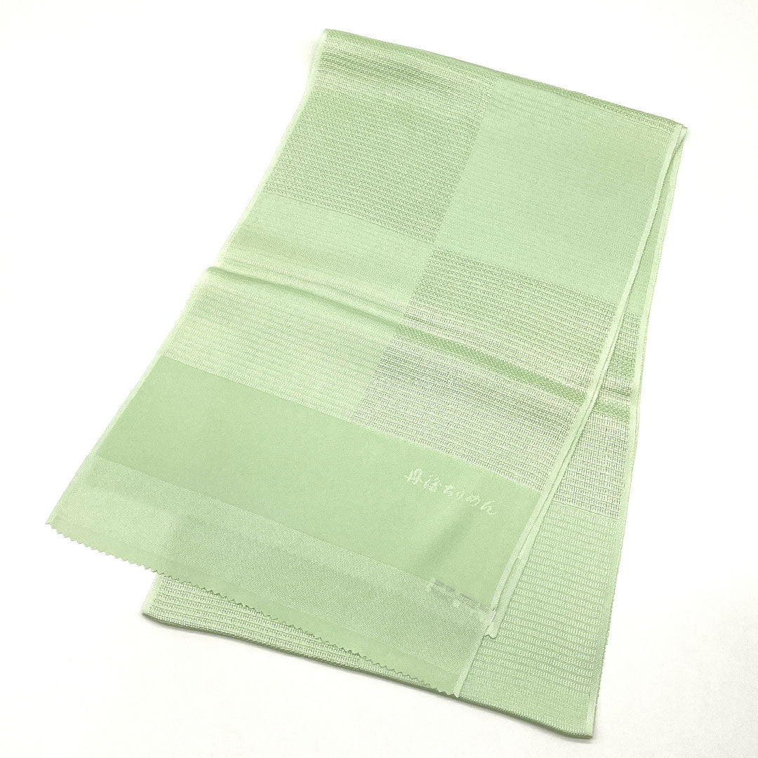 (新古品)帯揚げ 正絹 NEWランク カジュアル 青磁色(せいじいろ) 丹後ちりめん 市松模様 長さ約184cm 幅約28.5cm 緑系 1136001141919