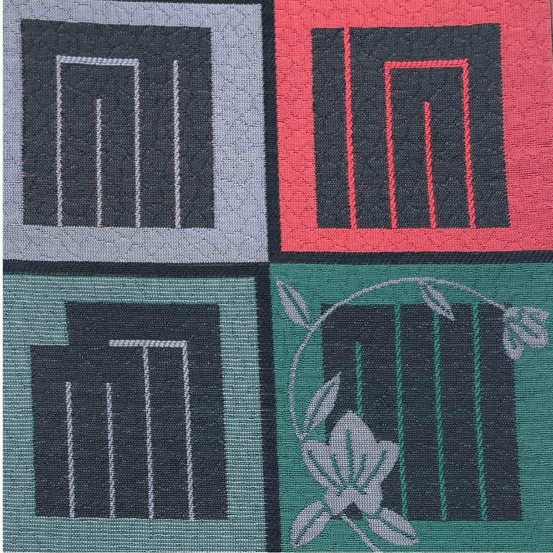 (Unmade) Half-width obi, polyester, obi length 386cm, Genjiko, floral pattern, checkered pattern, classic pattern, gradation style, S rank, 1125001572399