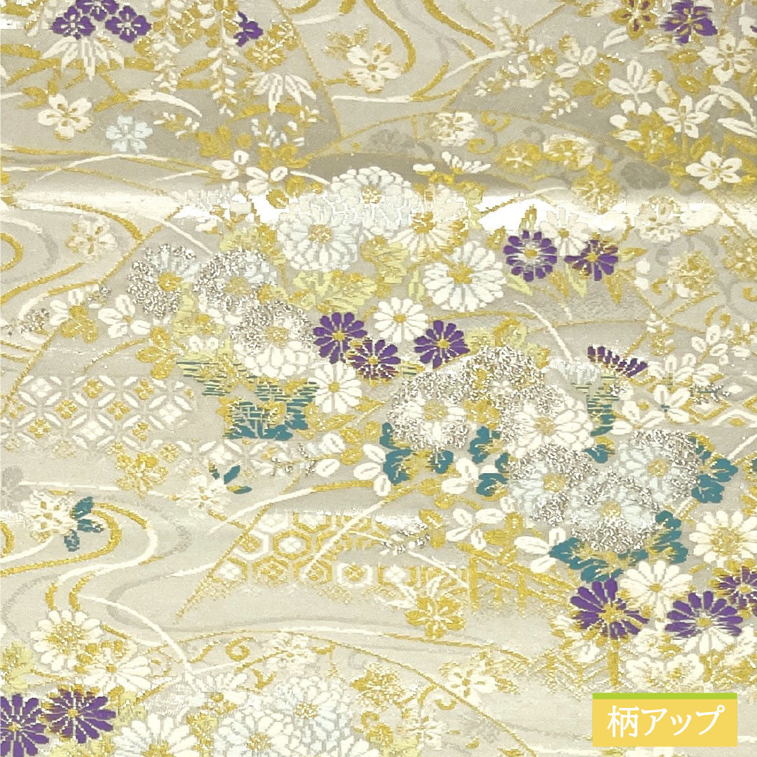 Fukuro Obi (Sash), Pure Silk, S-Rank, Nishijin-ori, Toyama Maki-e Design, Length 444cm, Six-Pass, Formal, Silver, Item Number 1123016982322