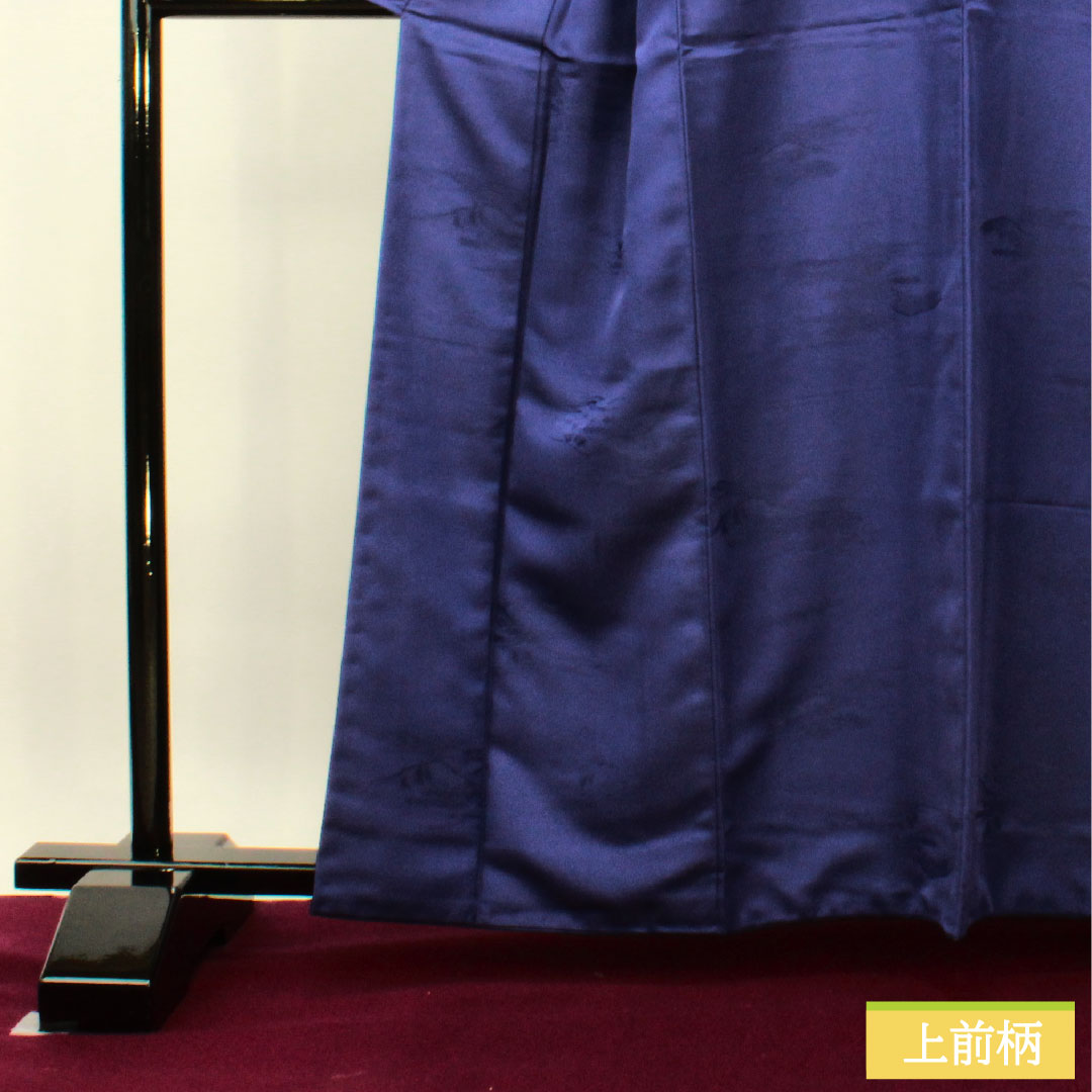 Plain color, polyester, length 162.5cm, sleeve length 64.5cm, bellflower color, washable kimono, lined, S rank, navy blue, 1114001242418