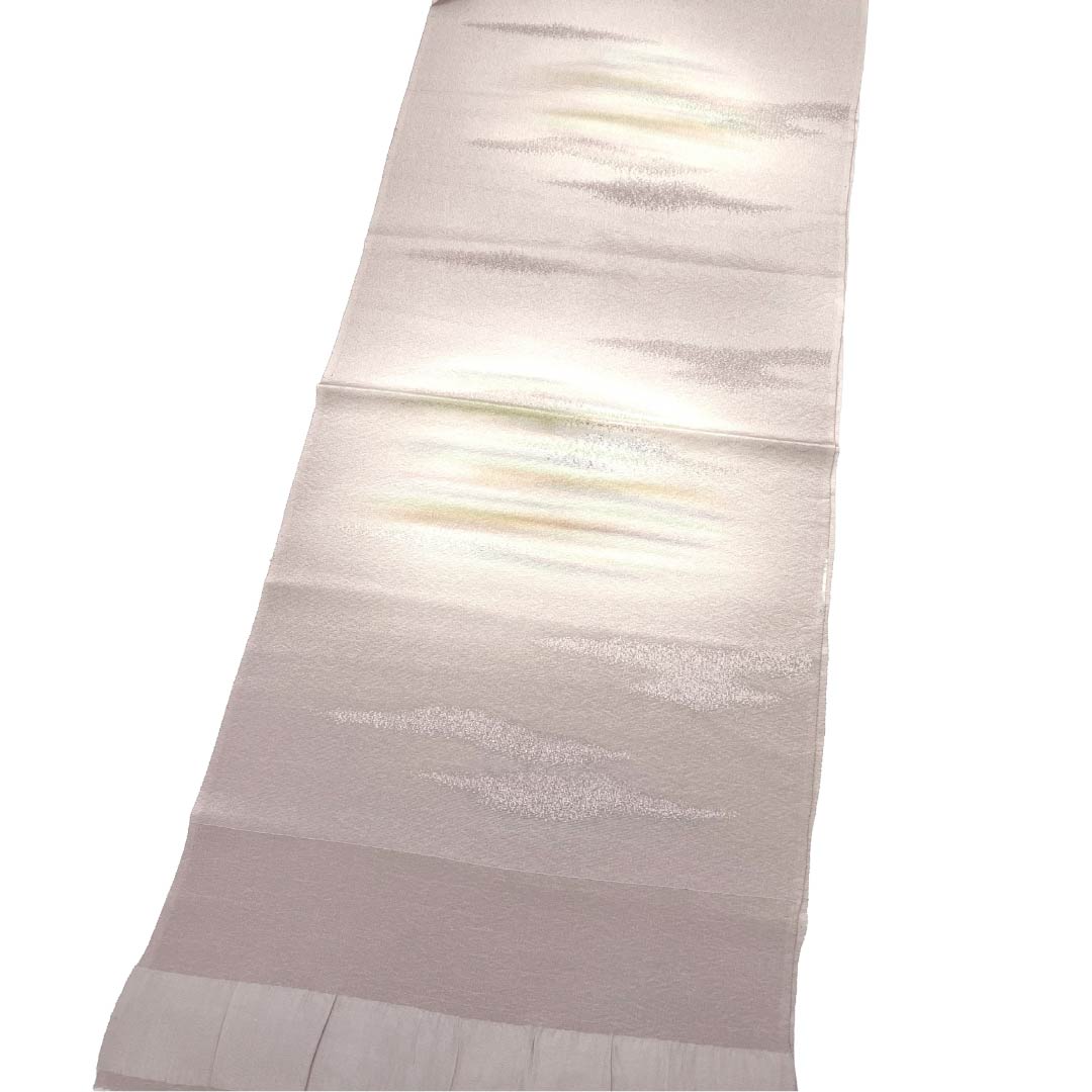 帯揚げ 正絹 Sランク セミフォーマル 小町鼠色(こまちねずいろ) 古典柄 雲 長さ約174cm 幅約32cm グレー系 1136003432922