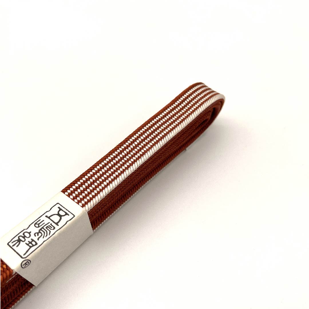 (New old stock) Obi-jime, pure silk, quarter-length cord, scarlet brown, Goshima cord, Edo braid, long, length approx. 175cm, width approx. 1.2cm, casual, S rank, orange, 1135001312926