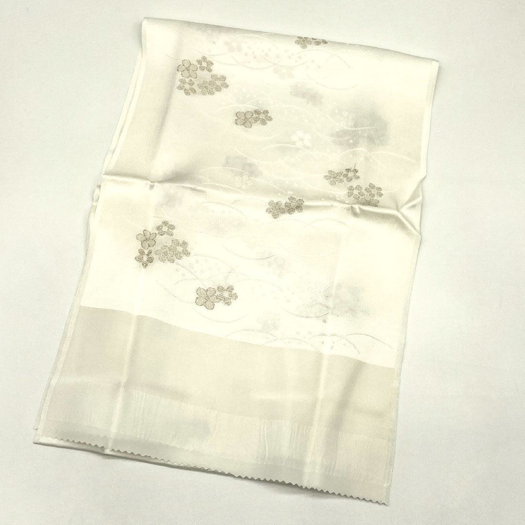 New Old Stock Obijime and Obiage Set, Pure Silk, NEW Rank, Milky White, for Tomesode, Plum and Shibakusa, Length approx. 160cm, Width approx. 1.7cm, Formal, White Color, 1141000381311