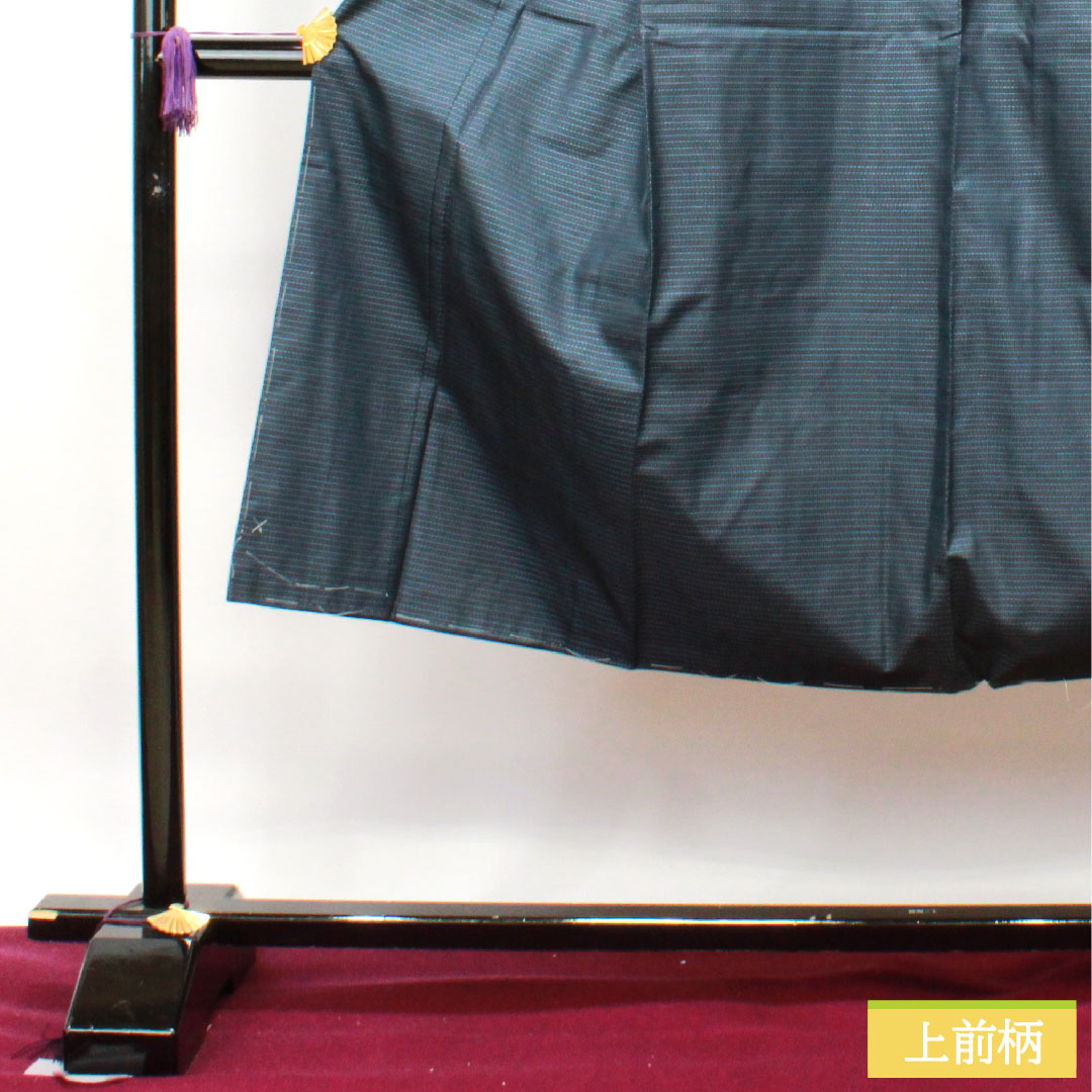 Men's pure silk, length 136.5cm, sleeve length 67cm, Oshima Tsumugi, tortoiseshell pattern, basting thread included, ensemble, S rank, lined, navy blue, 1119000712318