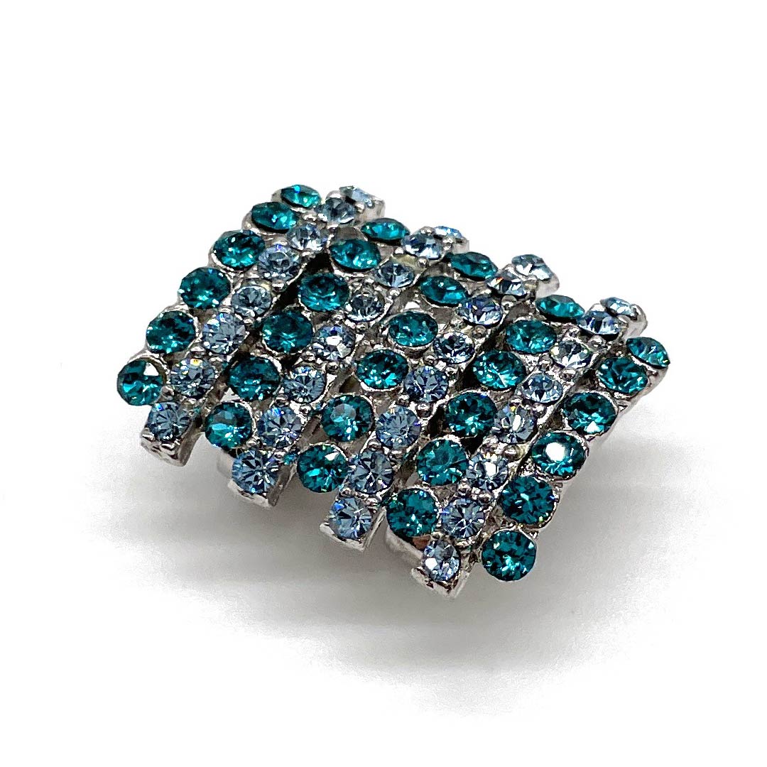 (New old stock) Obi clasp, glass, casual, Swarovski, rectangular, striped, length approx. 2cm, width approx. 2.5cm, S rank, green, 1137001102919