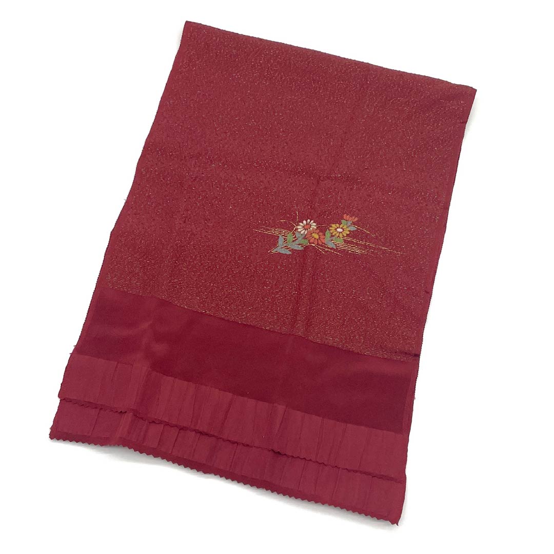 (Like new) S-Rank Silk Obijime and Obiage Set, Sapphire and Crimson with Glitter, Approximately 156cm Long, 1.3cm Wide, Semi-Formal, Red, Item Number: 1141000152312