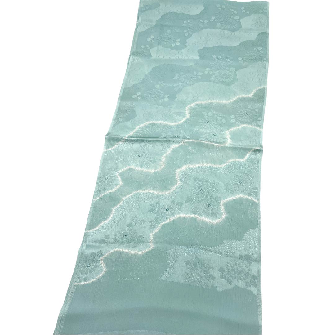 帯揚げ 正絹 Sランク セミフォーマル 淡水色(うすみずいろ) 古典柄 絞り 長さ約168cm 幅約29cm 青系 1136003822917