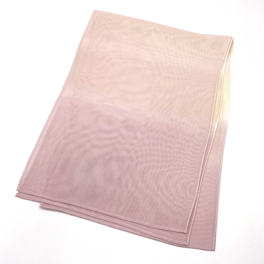 (Like New) Pure Silk Obiage (Sash) - Semi-Formal, Arasomeiro (Faded Red) and Light Egg-Colored (Light Egg-Colored) Gradient, Summer, Approximately 180cm Long, Approximately 29.5cm Wide, Pink, Product Number: 1136002221913