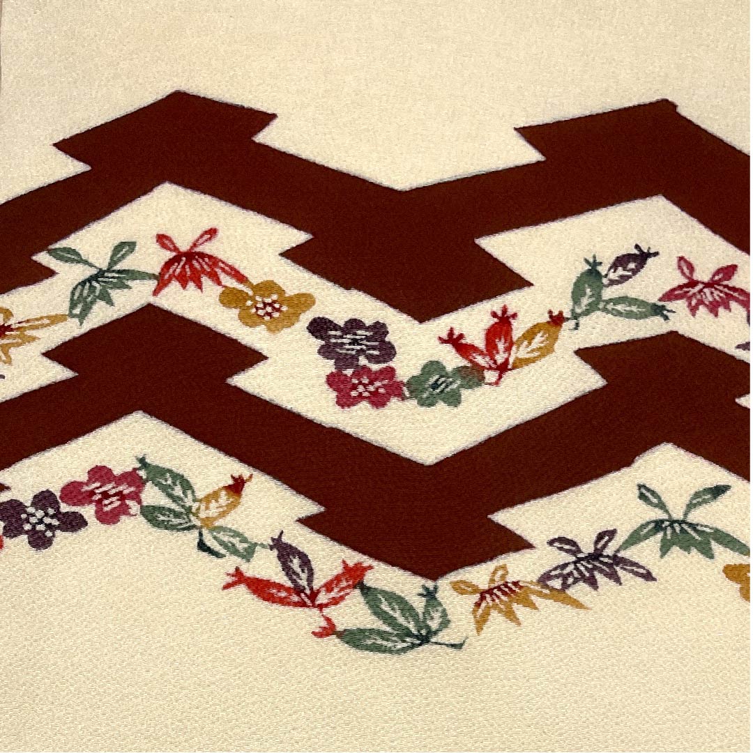 Nagoya obi, natural color, stencil dyeing, floral pattern, obi length 359cm, pure silk, A rank, point pattern, casual, cream color, 1124003623315, Nagoya style