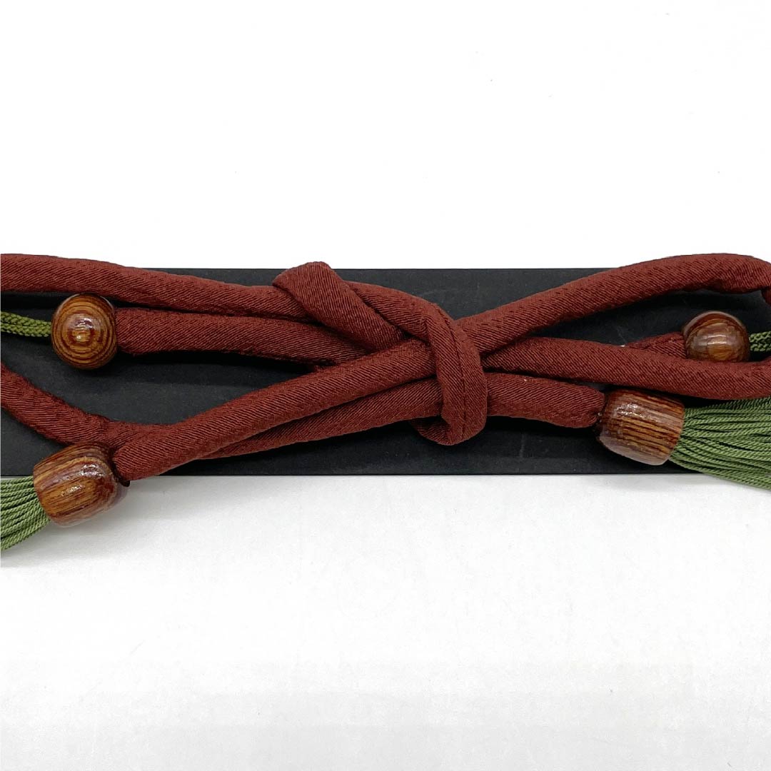 Haori cord, pure silk, new rank, casual, copper-colored, twisted tassels, Moronawa knot, bow knot, round hook, brown, 1121000081914
