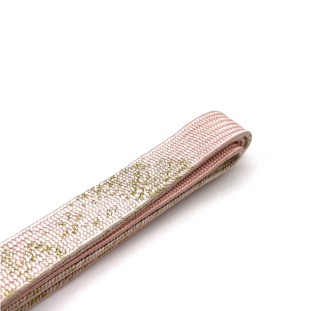 (New old stock) Obijime (belt tying) Pure silk, quarter-length string, dawn color, specially selected gold and silver thread, metallic thread used, new old stock, length approx. 159cm, width approx. 1.5cm, semi-formal, S rank, pink, 1135001102913