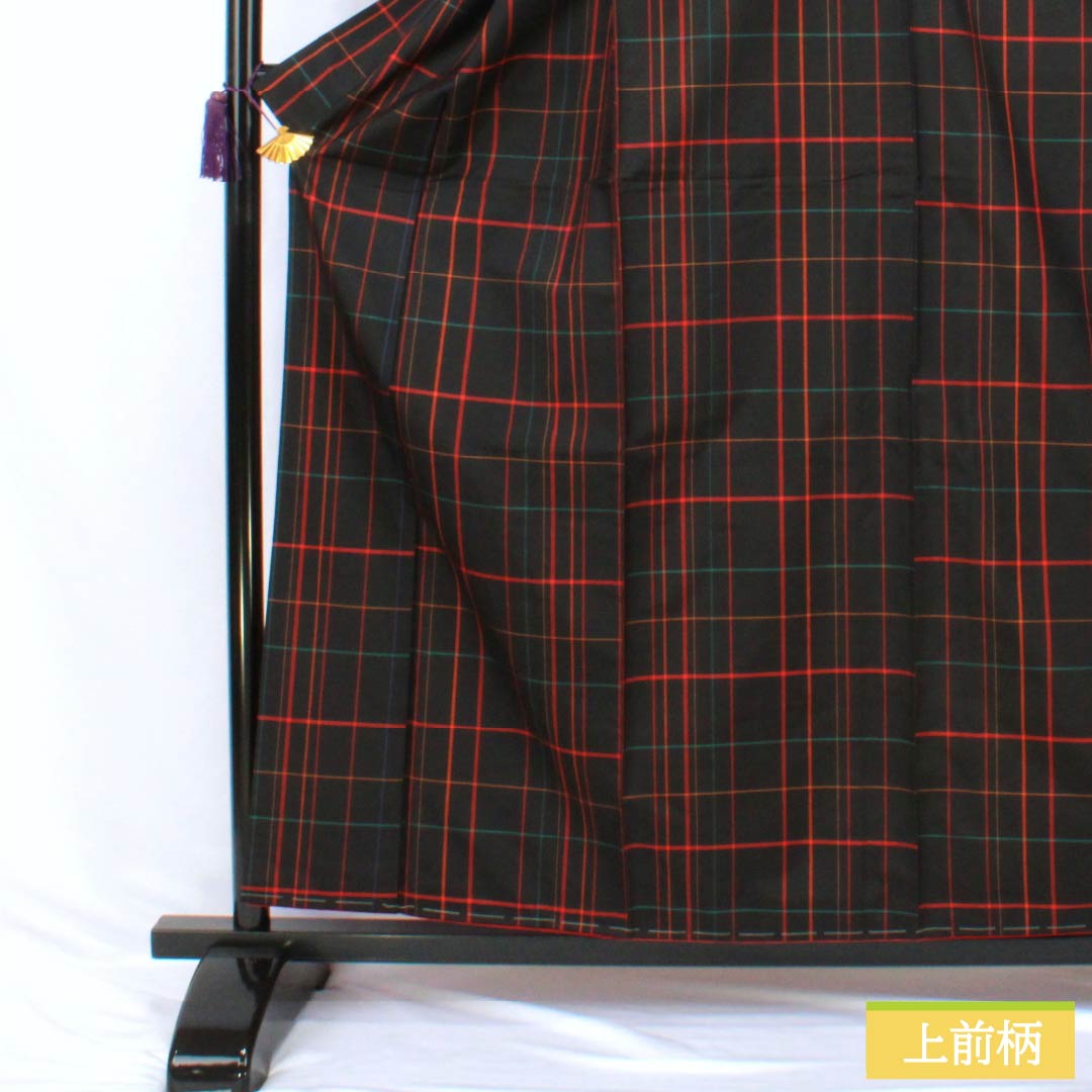 Tsumugi Silk B Rank Length 161cm Sleeve-to-sleeve 64.5cm Oshima Tsumugi Plaid Awasé Black 1116004924410
