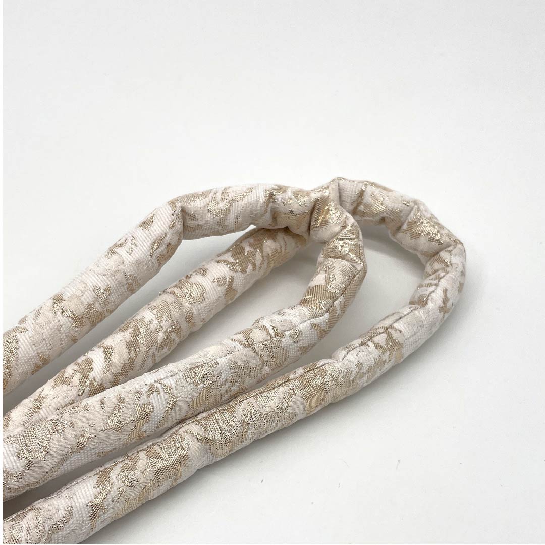 White Obijime (Sash Band), Grade A, for Furisode Kimono, Round-Hooked, Geometric Pattern, Approx. 178cm Long, Approx. 2cm Wide, Formal, White, Item Number: 1135004253411