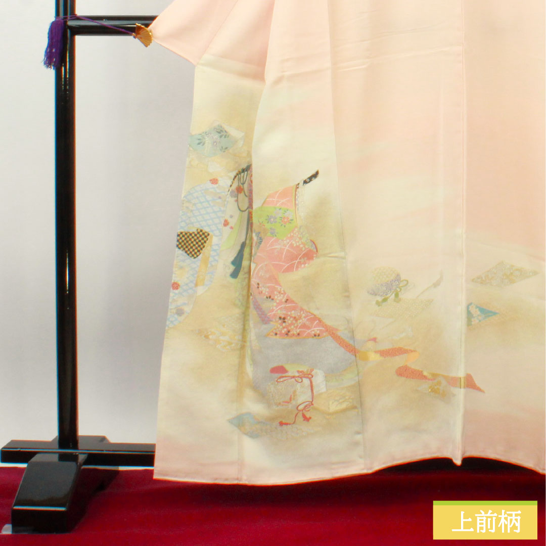 色留袖 正絹 身丈159cm 裄丈63cm 袷 乙女色(おとめいろ) 寿光織 吉祥文様 一つ紋 五三桐 Sランク 一つ紋 ピンク系 1111001292313