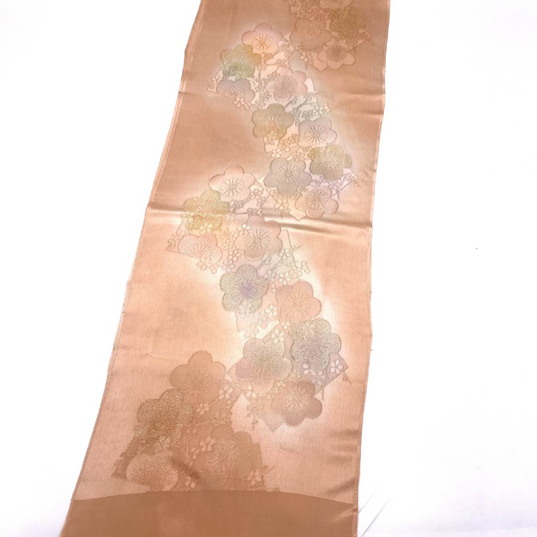 帯揚げ 正絹 Sランク セミフォーマル 薄赤色(うすあかいろ) 梅 ぼかし 長さ約184cm 幅約29.5cm ピンク系 1136004452913