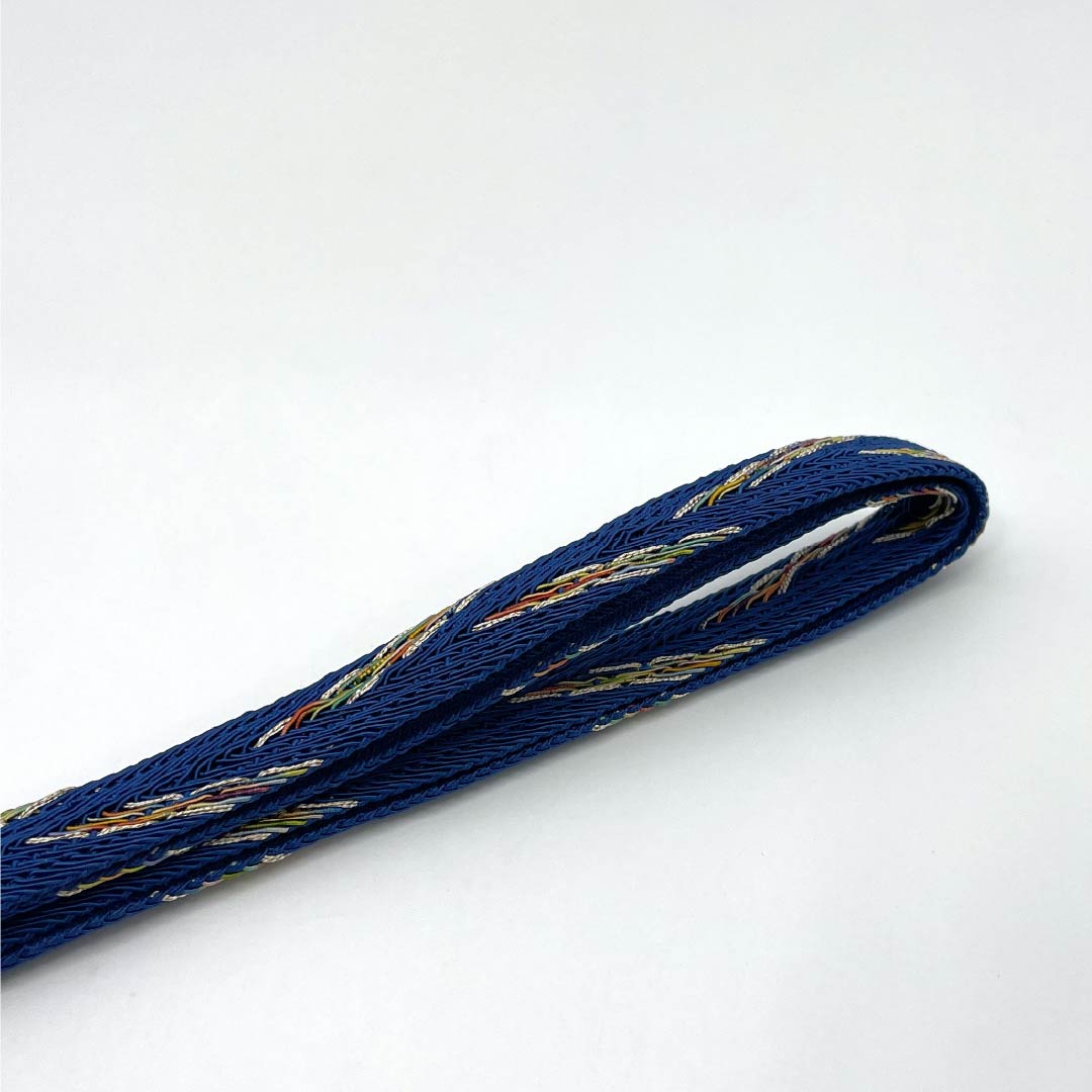 (Brand New) Pure Silk Obi-jime (Sash Band) in Korean Indigo (Karaaiiro) by Suiran Kobo, for Single-Layer Kimono (Undercoat) Summer Wear, Approximately 165cm Long, 1.5cm Wide, Semi-Formal, Navy Blue, Product Number: 1135005461318