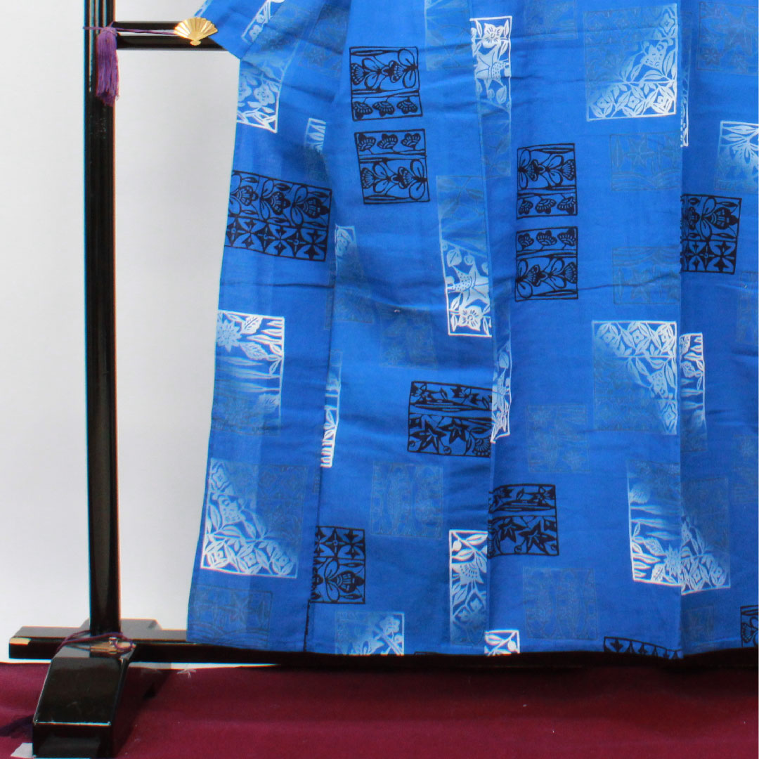 Yukata, blue, abstract pattern, cotton, S rank, single layer, length 159cm, sleeve length 66.5cm, blue, 1118002422317