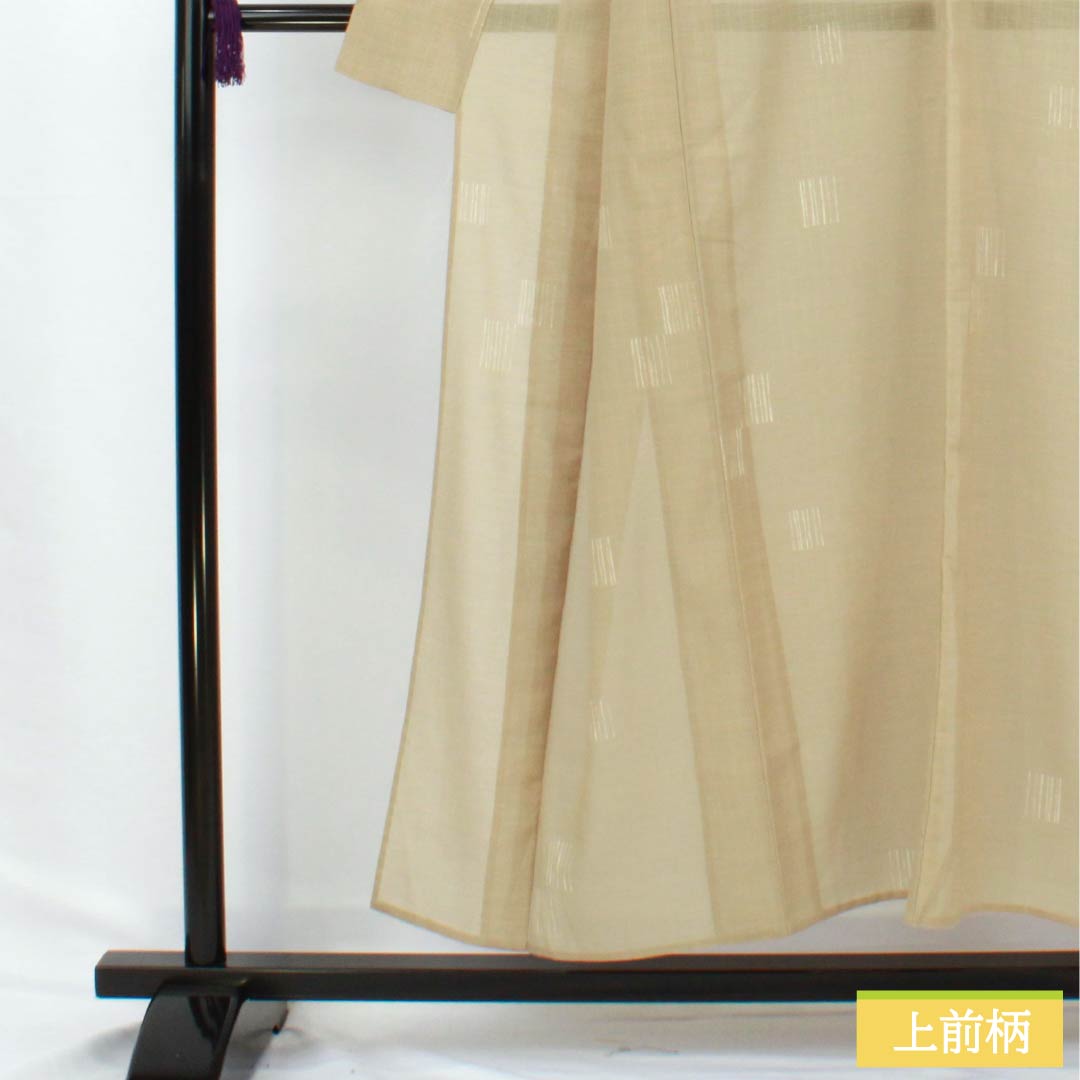 Summer kimono, polyester, small pattern, length 152.5cm, sleeve length 64cm, linen color, geometric pattern, washable, gauze, beige, S rank, product number 1132002672225