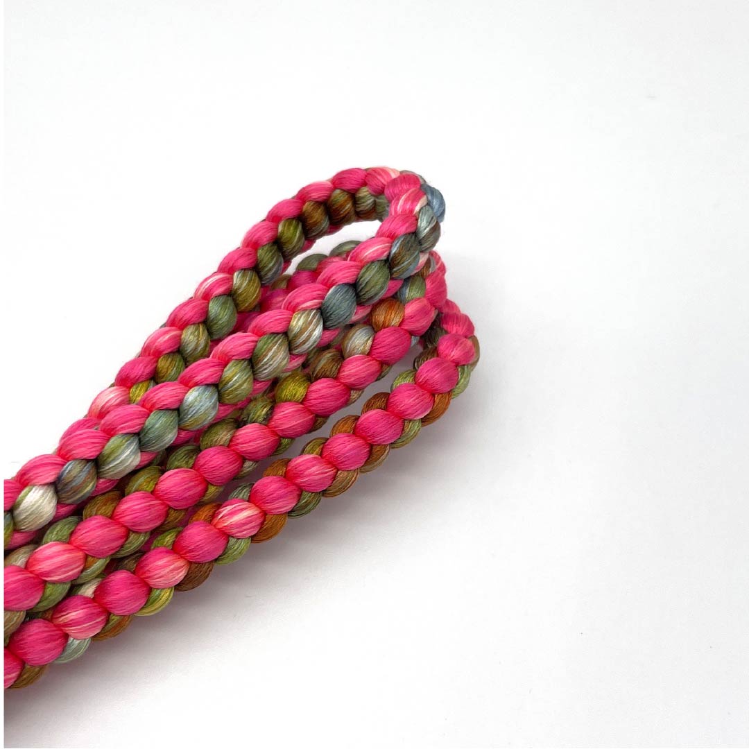 A-Rank Pure Silk Obijime, Colorful, Round Braid, Approx. 156cm Long, Approx. 1cm Wide, Casual, Pink, Item Number: 1135003853313
