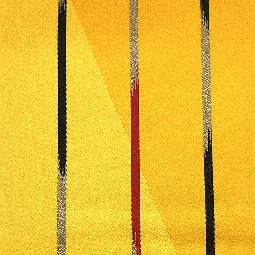 Half-width obi, polyester, sunflower-colored, striped, yellow, S rank, 356cm long, for yukata (summer kimono), product number 1125002002323