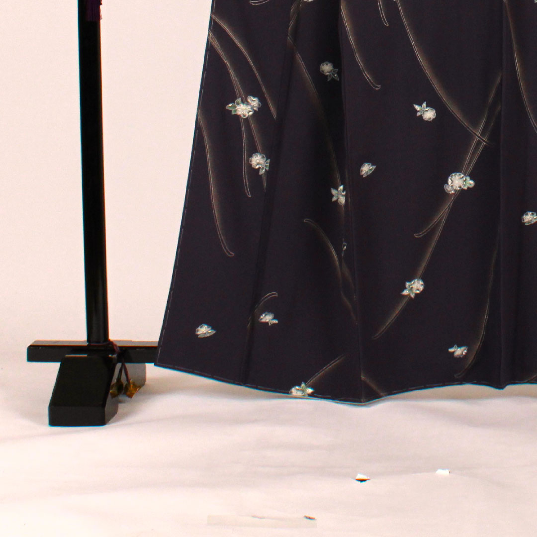 小紋 身丈164.5cm 裄丈66cm 袷 花模様 正絹 Sランク 紫系 1115001162320